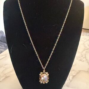 Gold-Tone Purple Glass Pendant Necklace - Women Jewelry